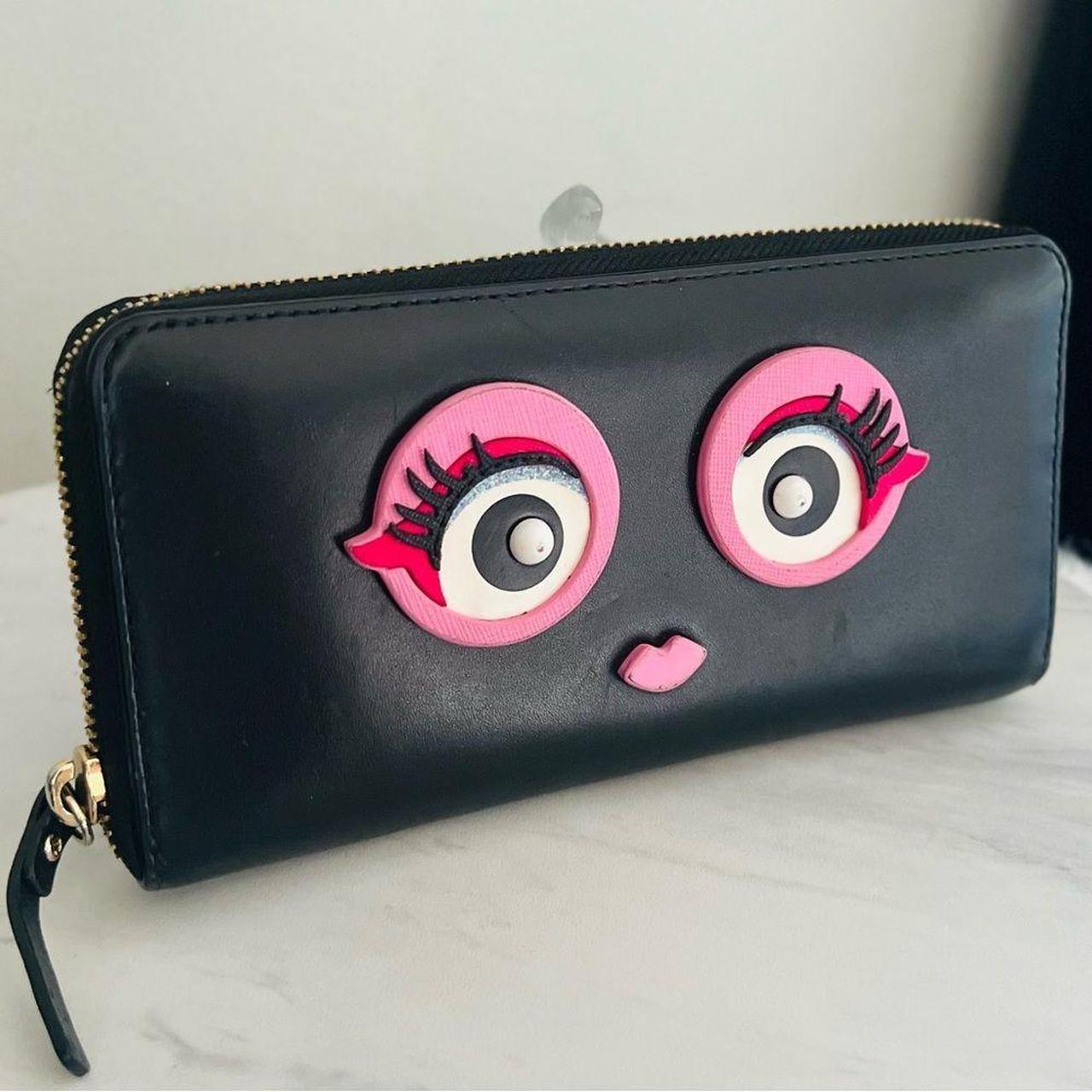 Kate spade black sale and pink wallet