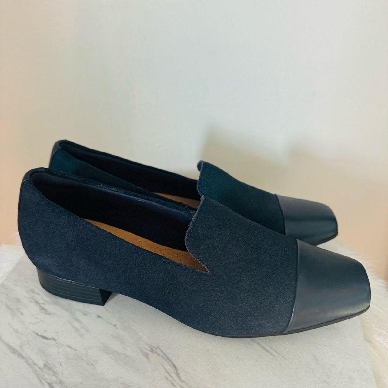 Clarks navy best sale blue loafers