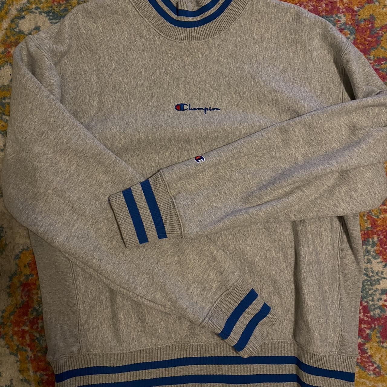 CHAMPION turtleneck sweater w blue stripe edges. Depop