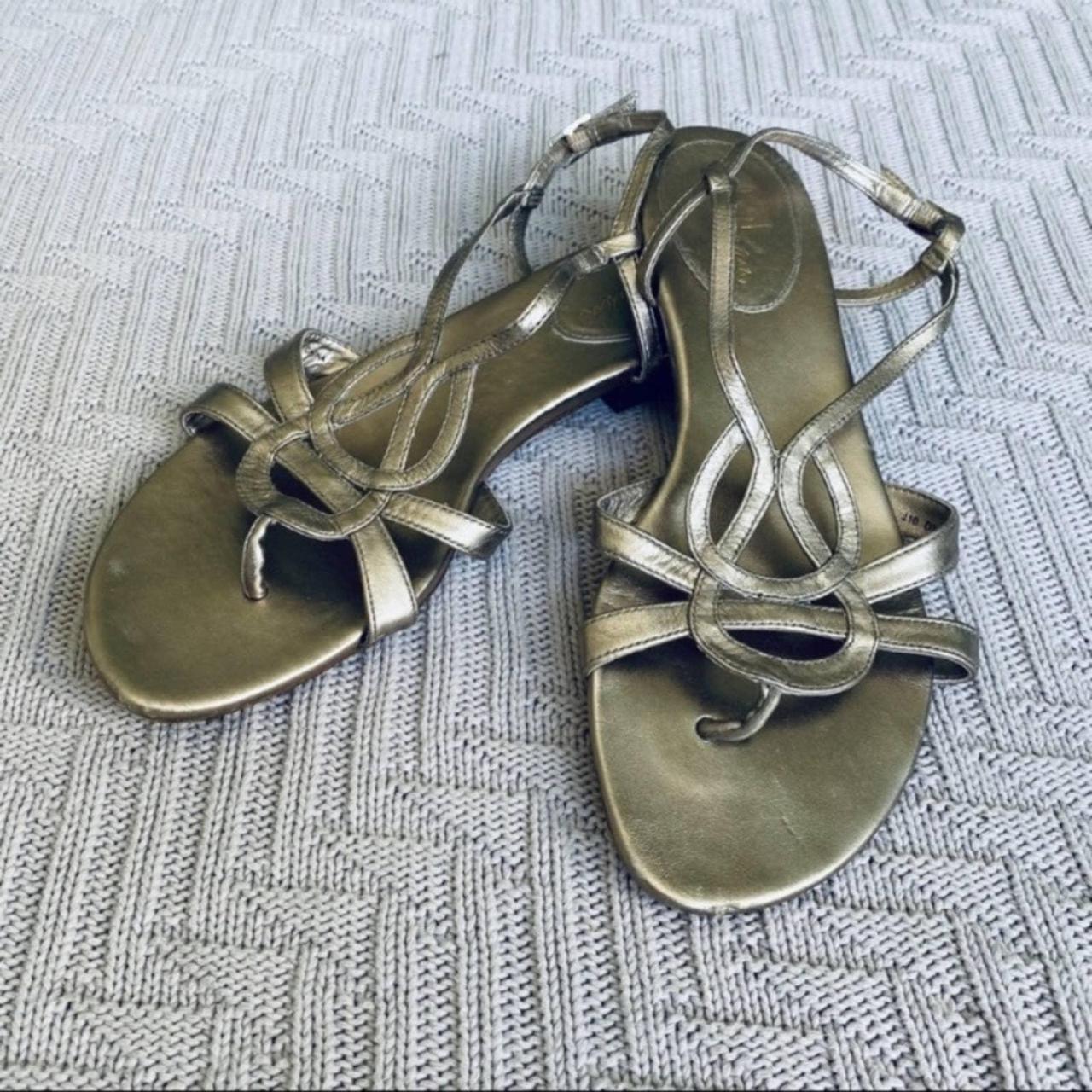 Cole Haan gold strappy sandals size 8.5. Thong Depop