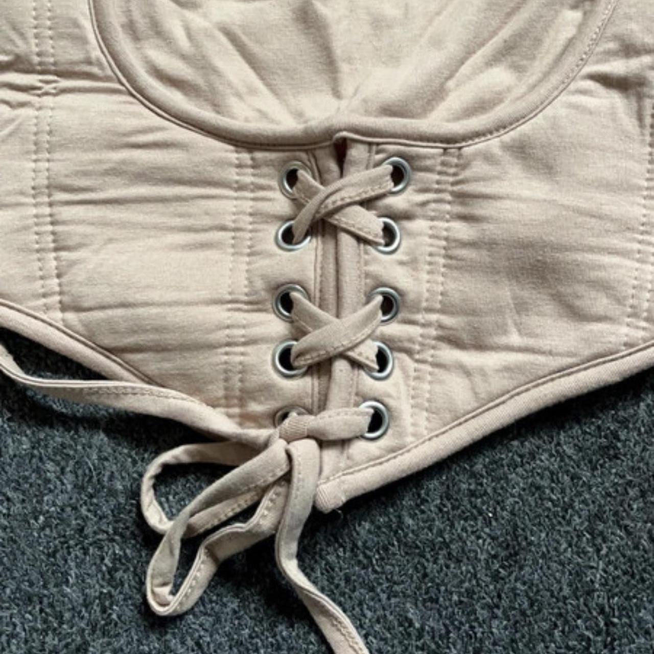 PrettyLittleThing Women's Tan Corset Depop