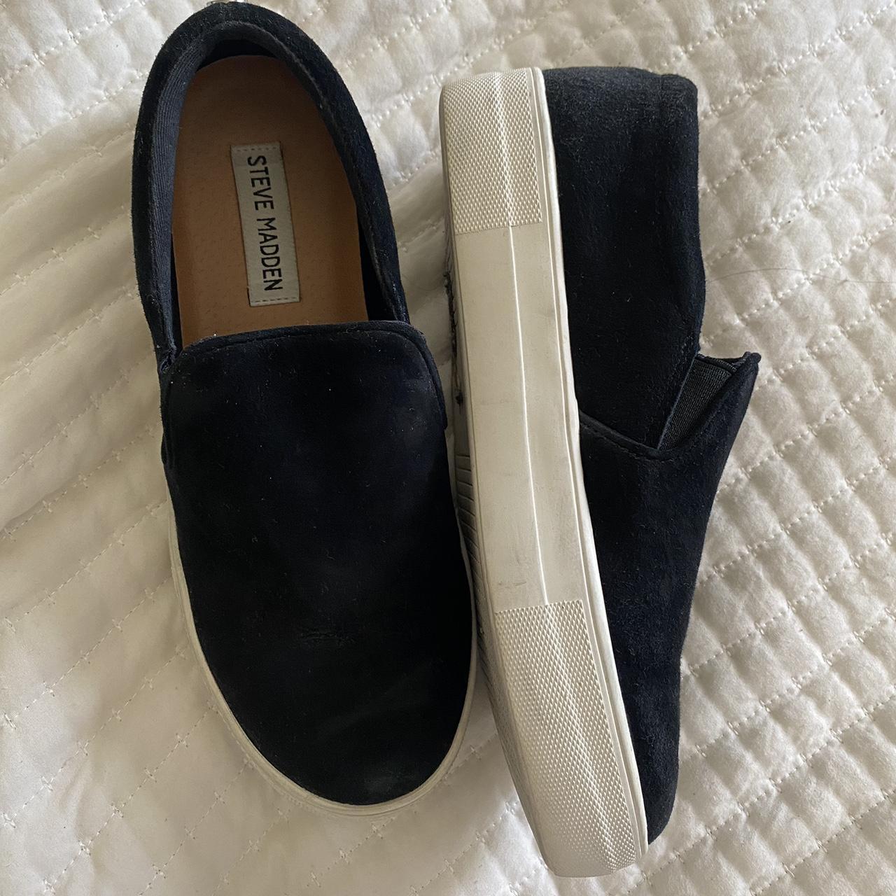 Black suede steve orders madden slip ons