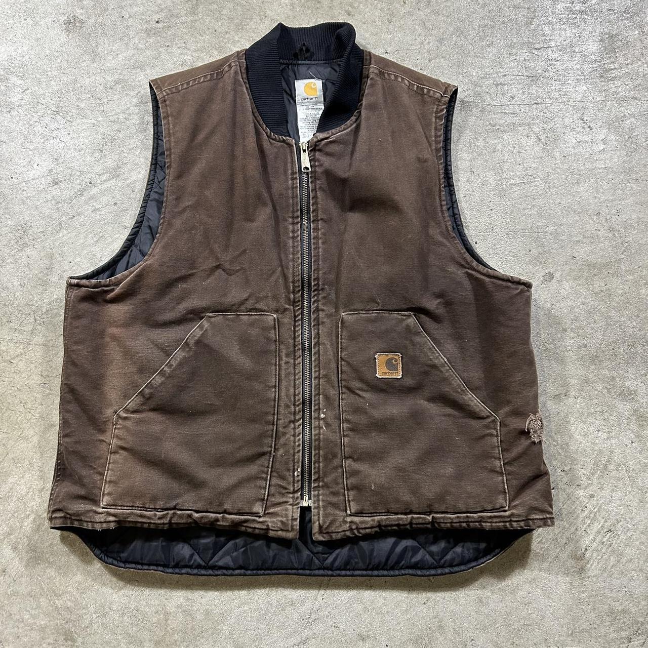 Vintage Faded Brown Carhartt Vest Used condition - Depop