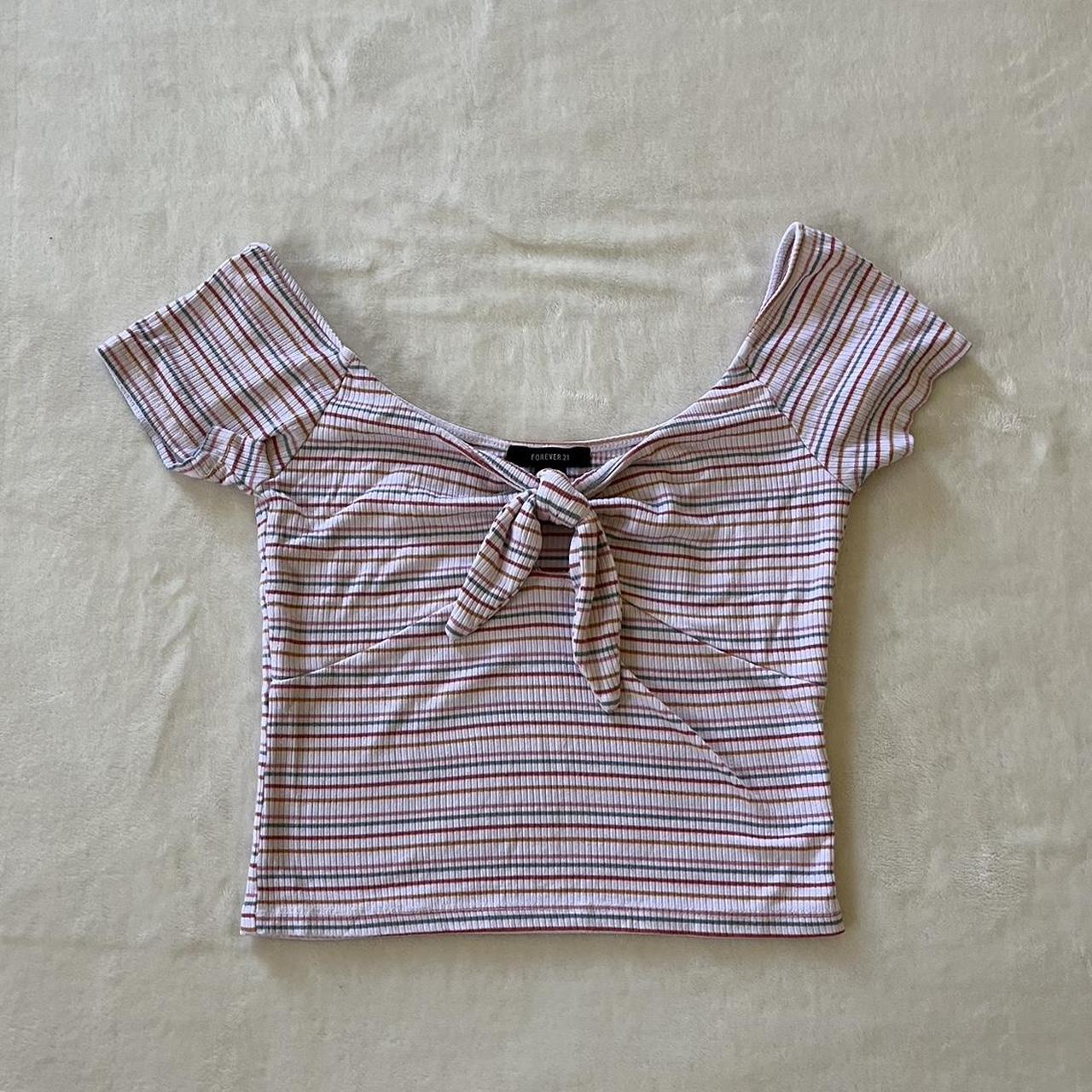 forever 21 Striped bow tie shirt !! free shipping... - Depop