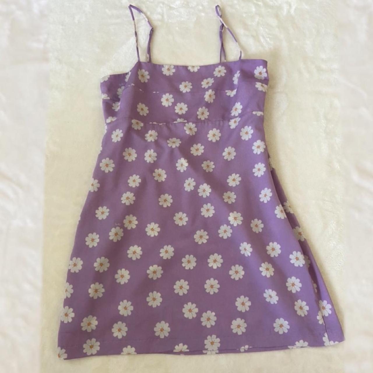 purple mini dress with cute flowers free shipping... - Depop