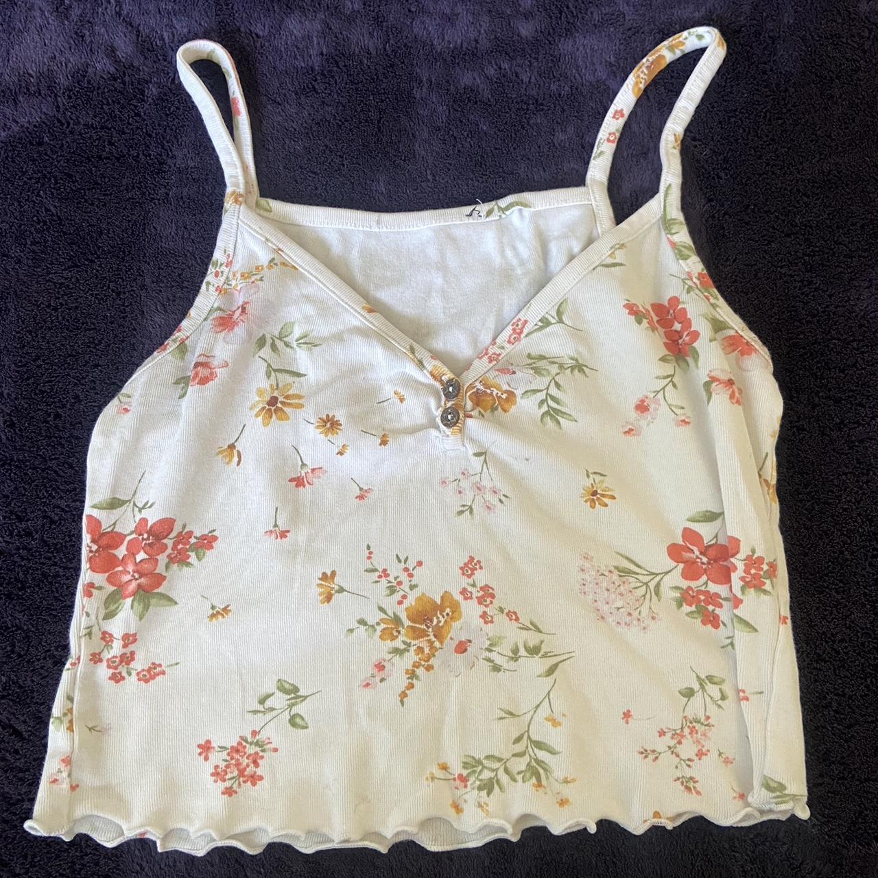 forever 21 cute white floral cami free shipping... - Depop