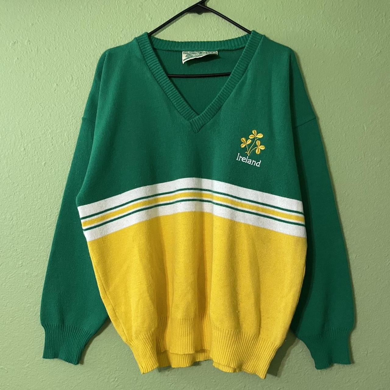 Men's Yellow and Green Jumper | Depop