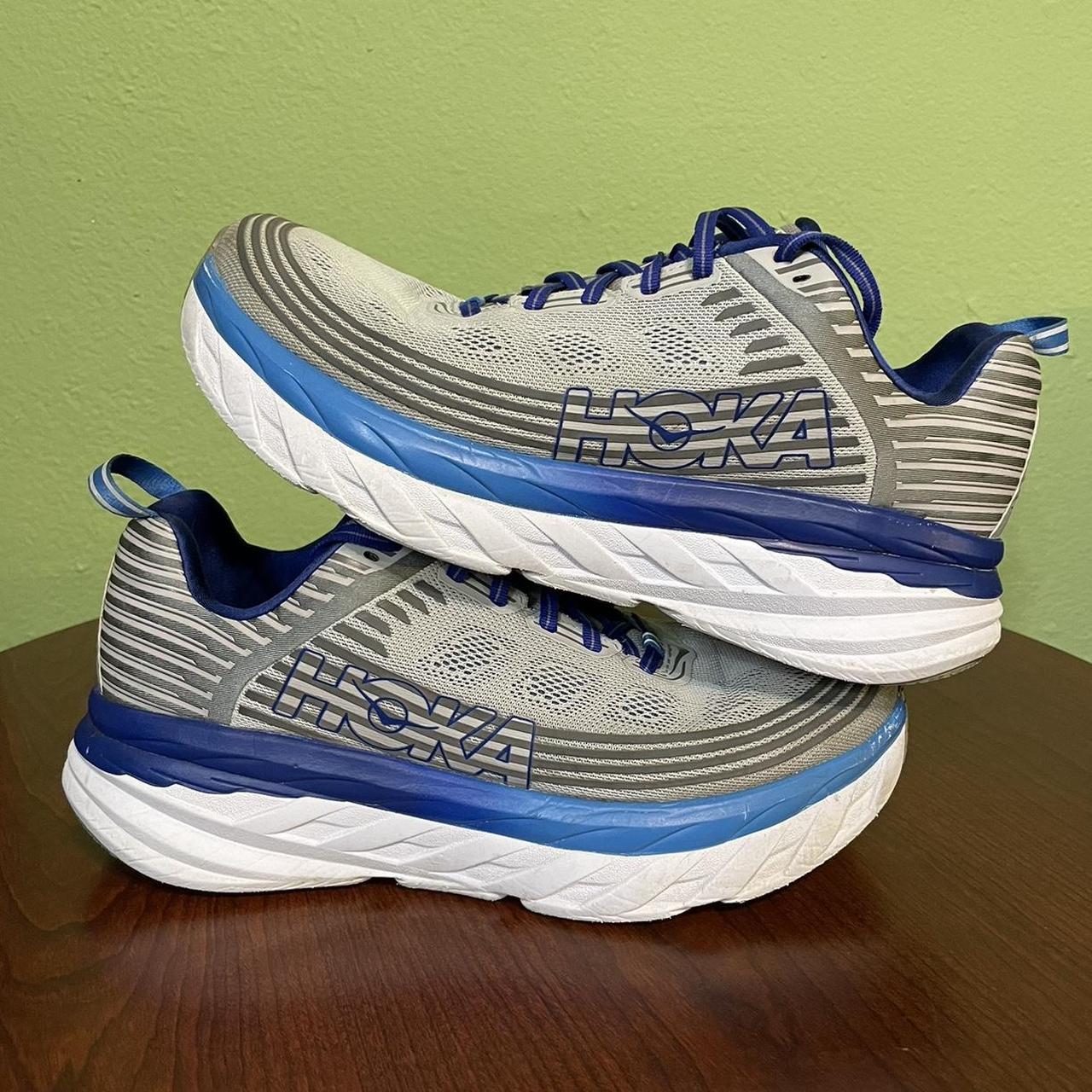 Hoka One One Men's Blue and White Trainers | Depop