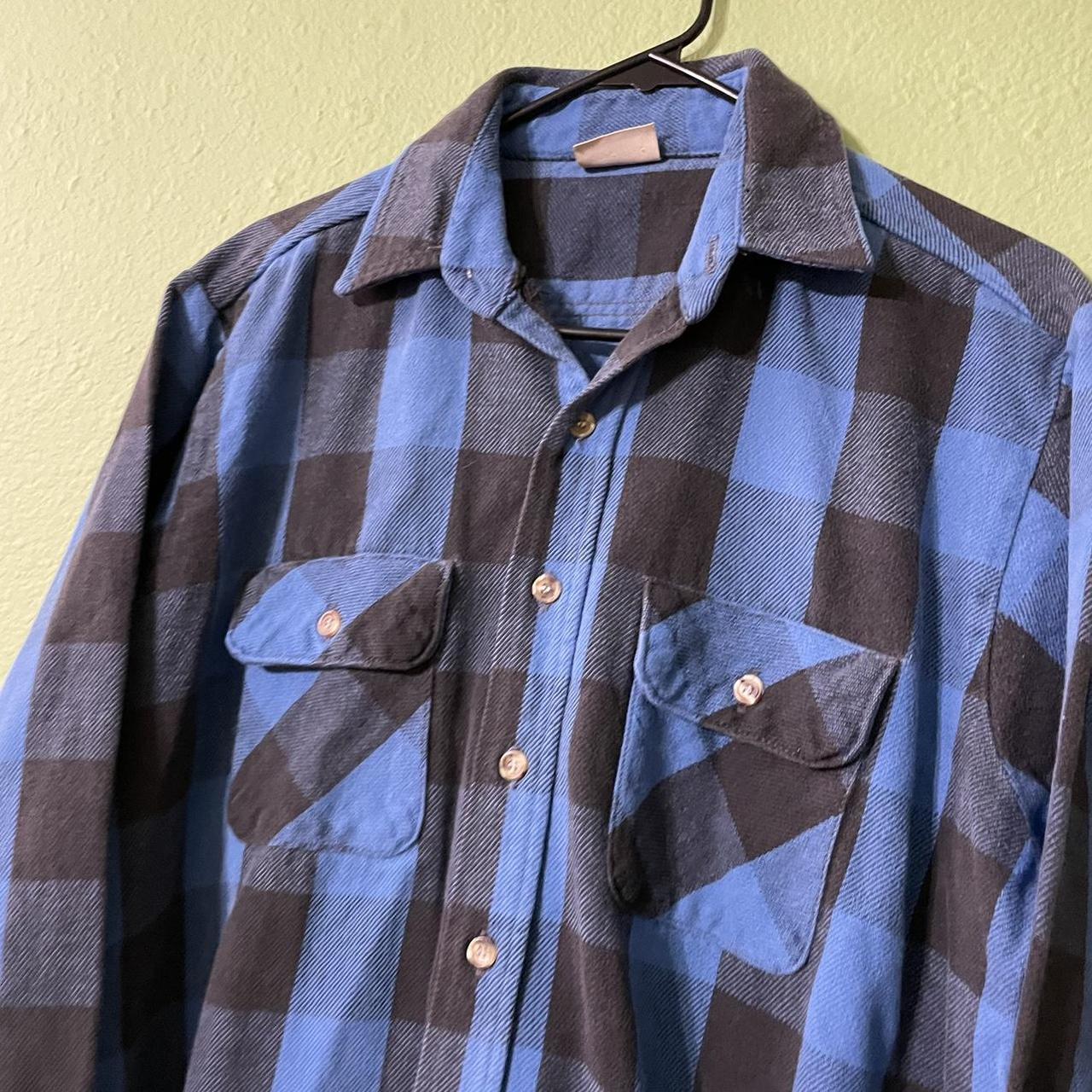 Vintage blue 90’s flannel shirt by Five Brother,... - Depop