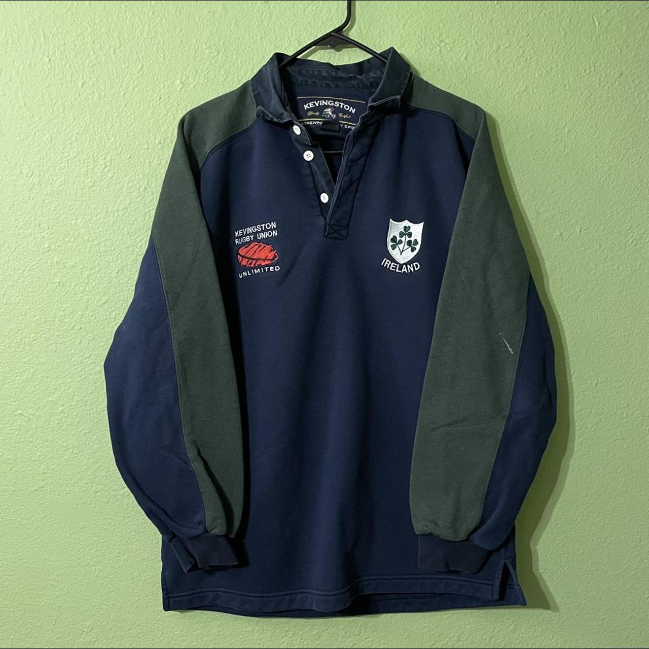 Ireland Rugby Polo shirt long sleeve, green and navy... - Depop