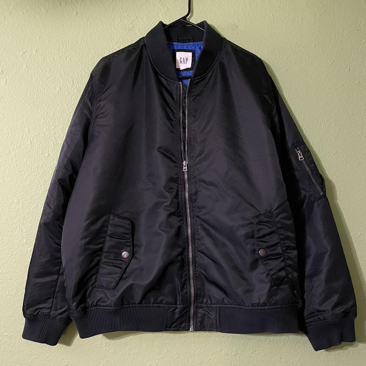 Black Gap bomber jacket essential with blue inside... - Depop