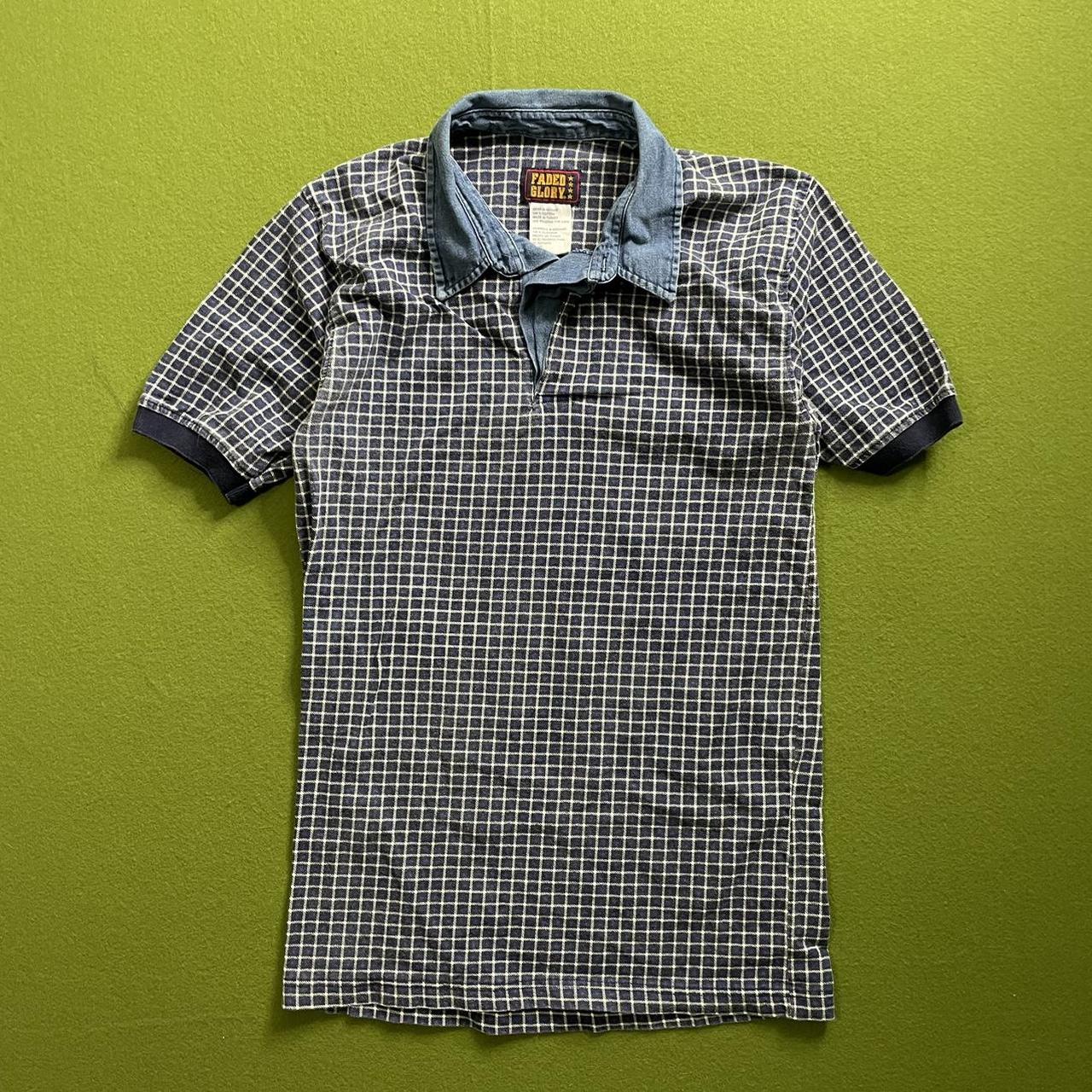 Vintage faded glory polo shirt with denim collar. Depop