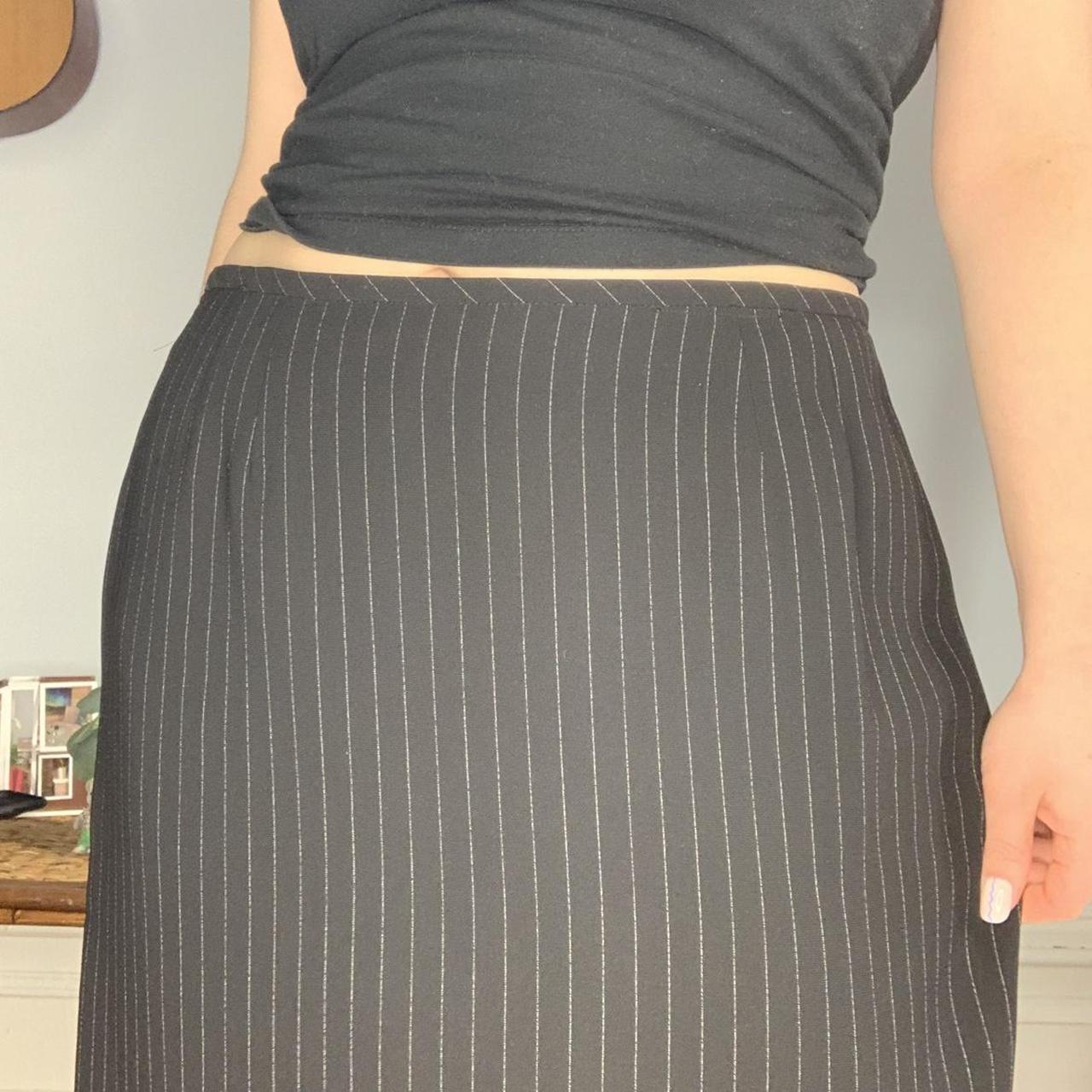 VINTAGE PINSTRIPE SKIRT MIDI length pencil skirt.... - Depop