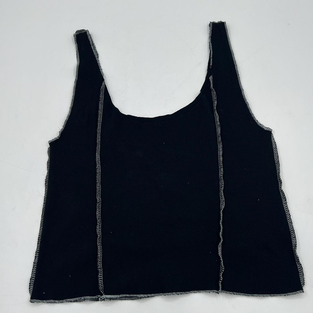 Women's Black and White Top Depop