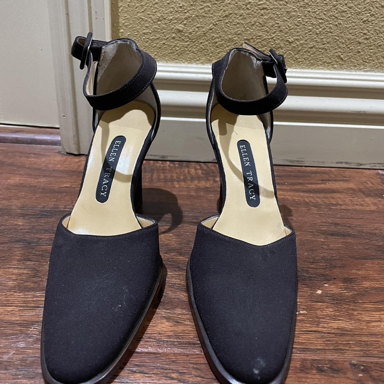 Vintage 2000s ELLEN TRACY Almond Toe Black... - Depop