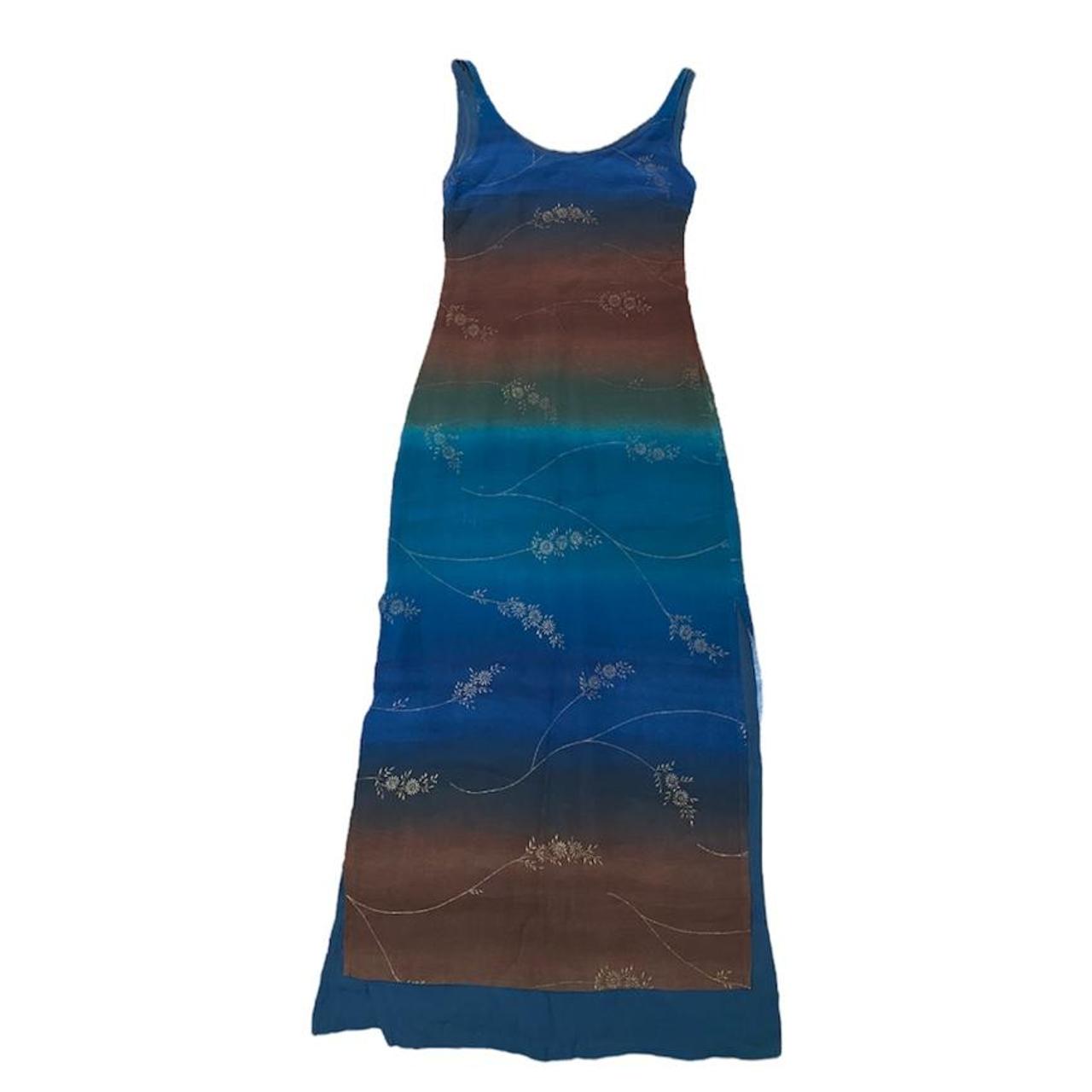 Women's Brown and Blue Dress | Depop