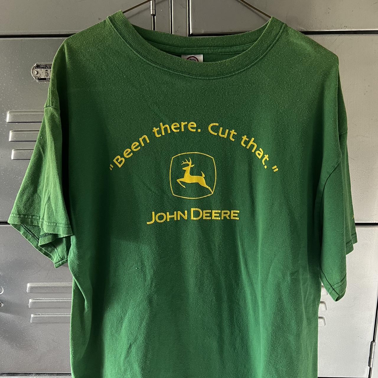 John Deere Men's Yellow and Green Tshirt Depop