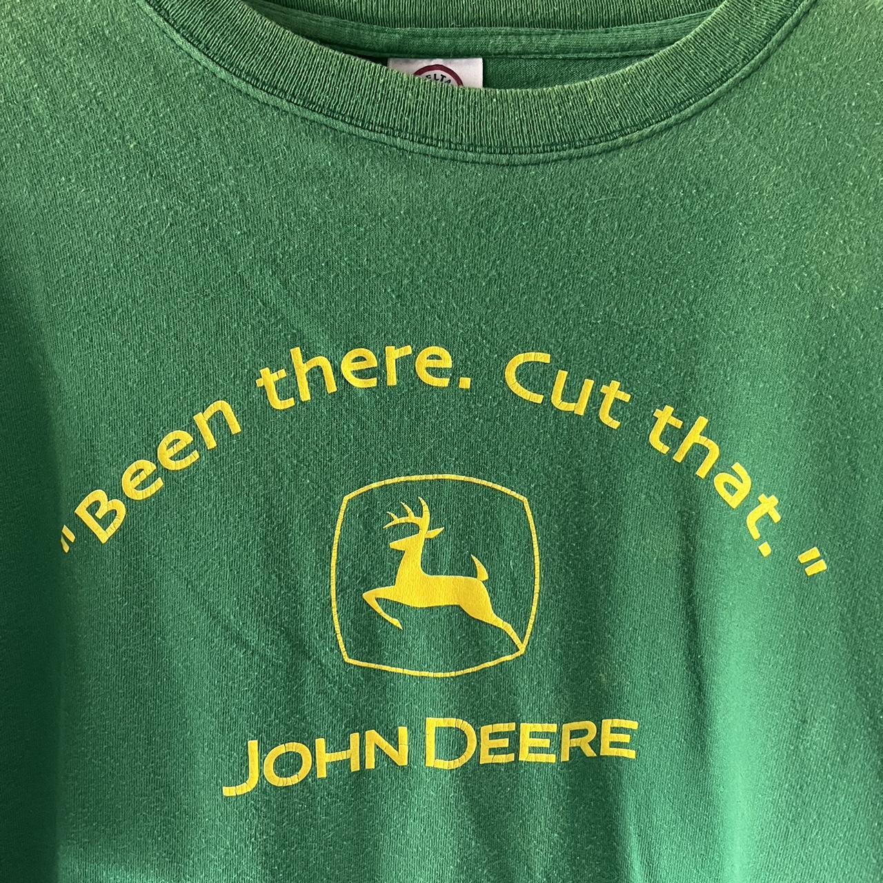John Deere Men's Yellow and Green Tshirt Depop