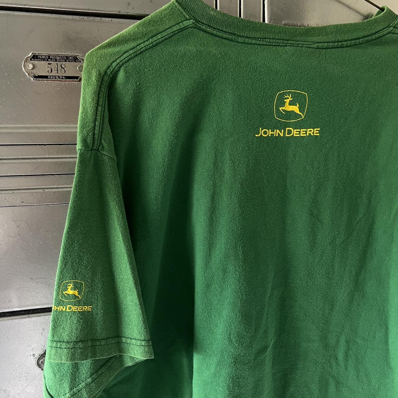 John Deere Men's Yellow and Green Tshirt Depop