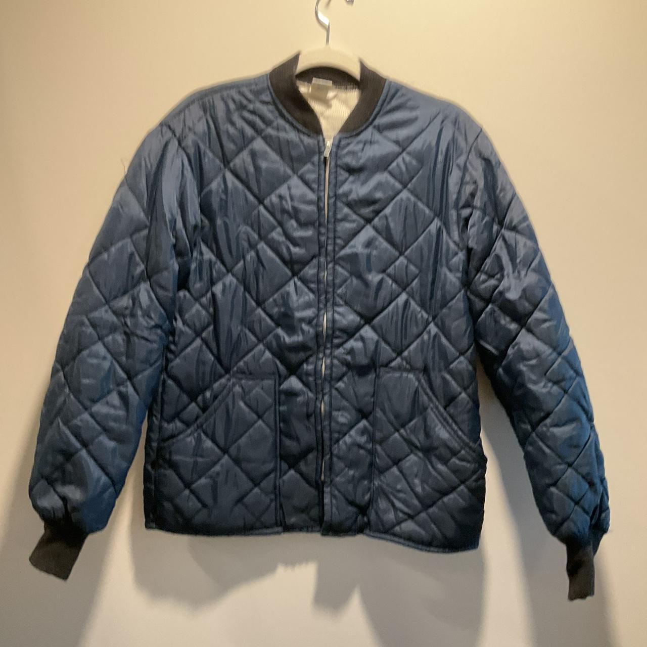 Vintage 70s Blue quilted style puffer Size small - Depop