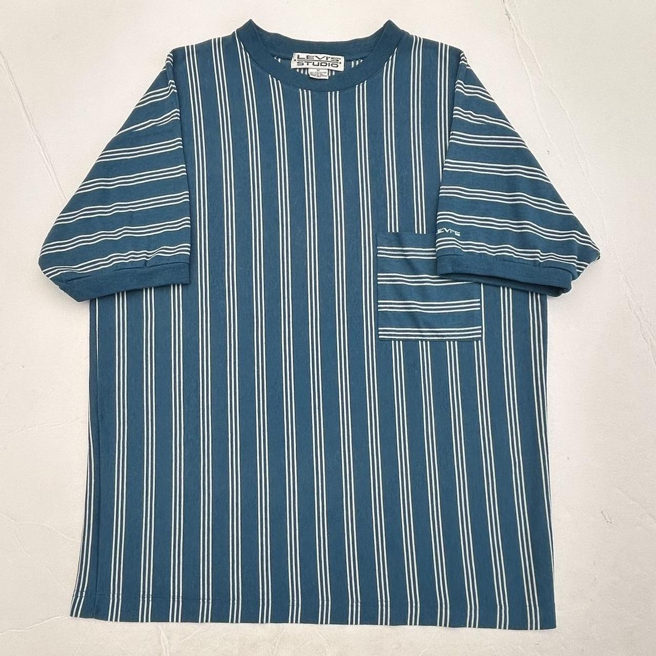 Vintage 90’s Levis Studio Striped Pocket T Shirt... - Depop