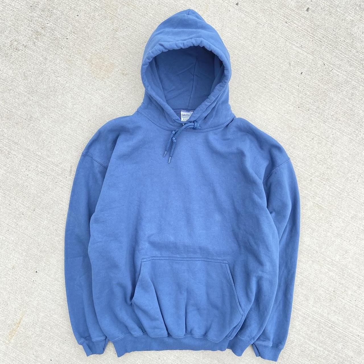 Gildan Men's Blue Hoodie | Depop