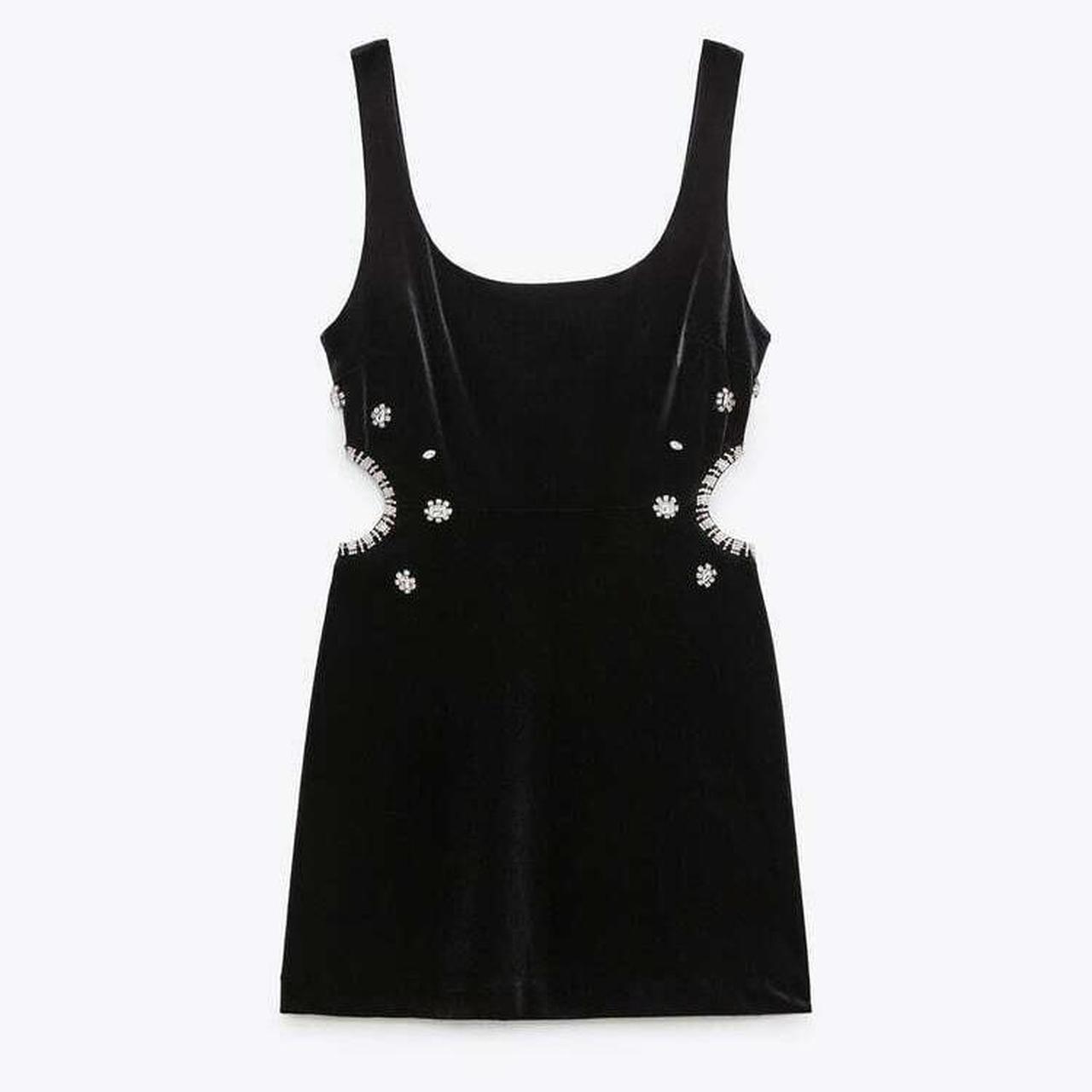 Zara black velvet rhinestone dress size XS,... Depop