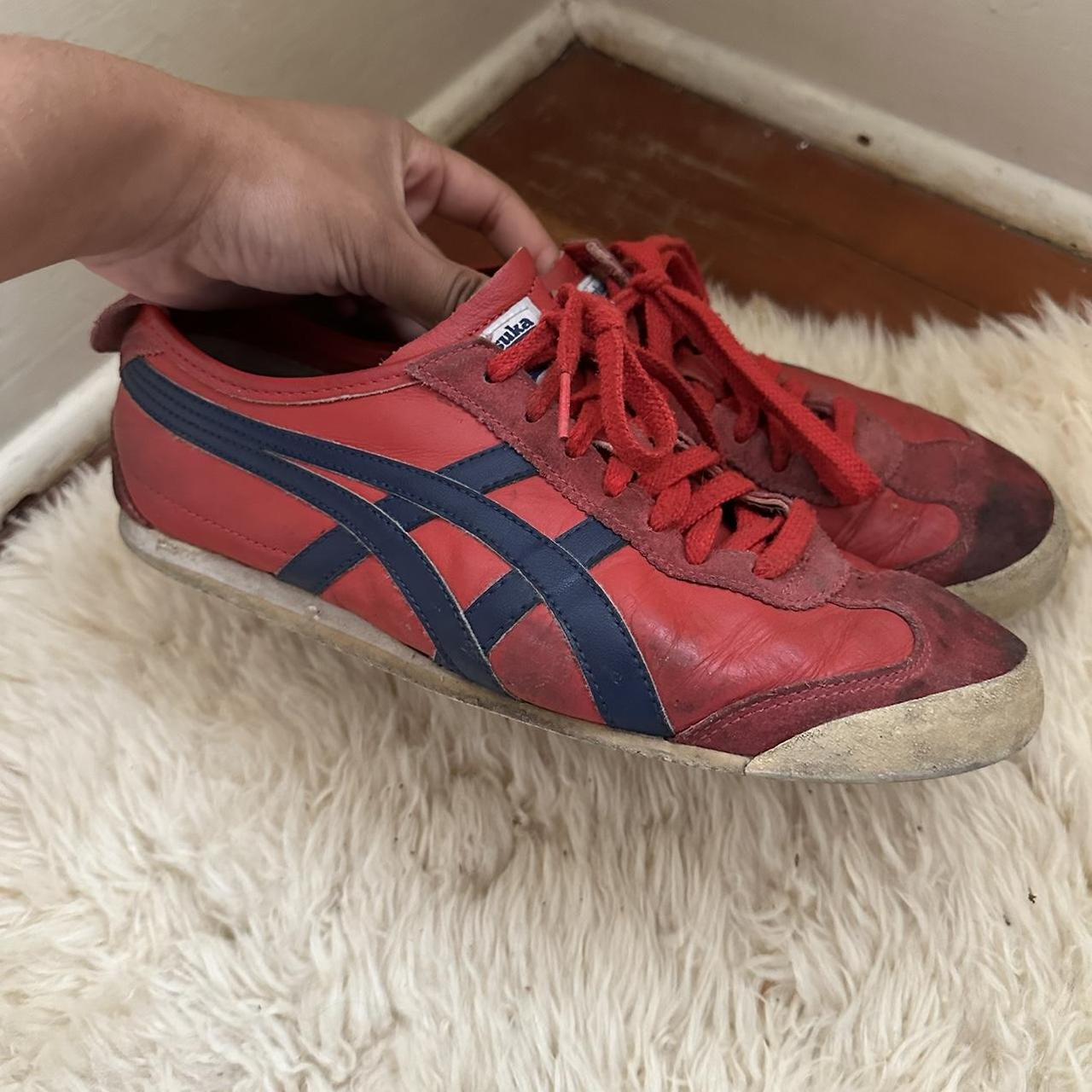 Red and navy onitsuka tiger mexico 66 shoes. Outside... - Depop