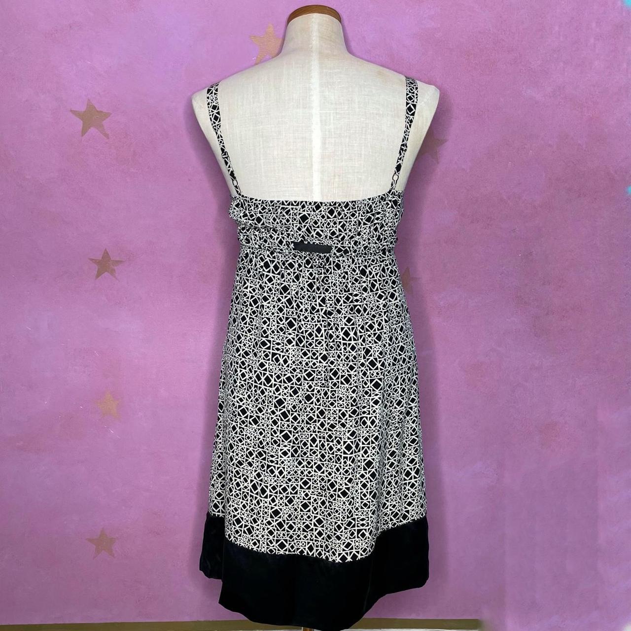 BCBGMAXAZRIA 90s Y2K Silk White Black Mini Dress 0P