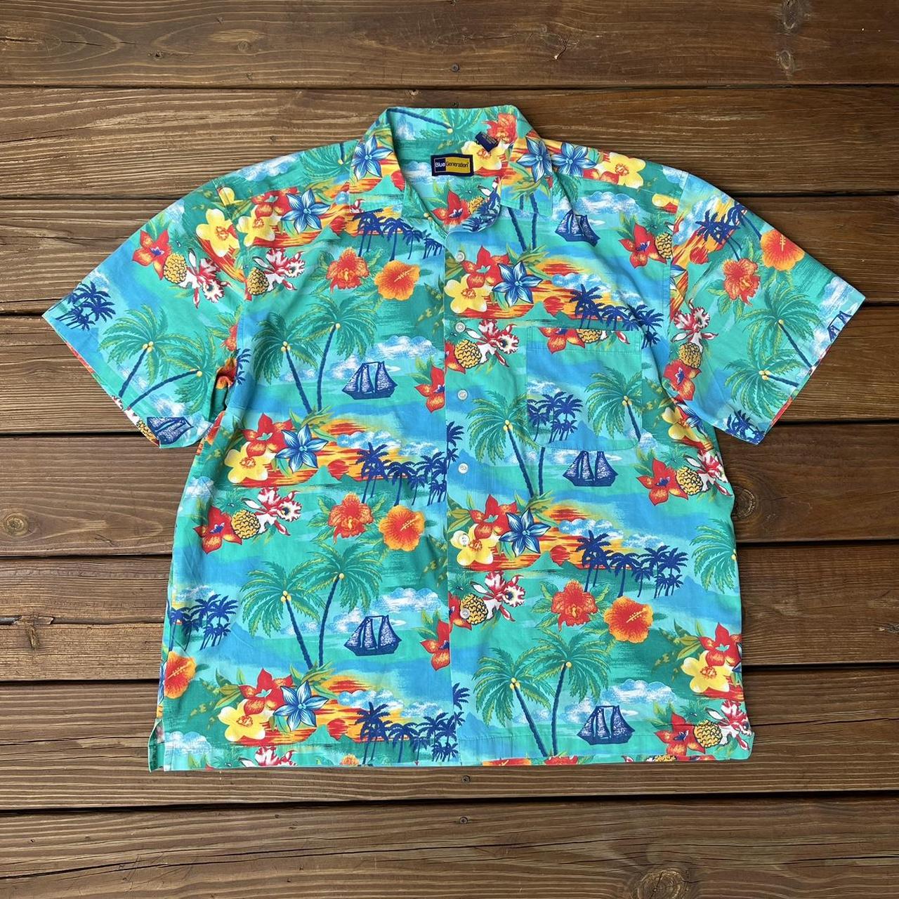 Vintage 1990’s Blue Generation Teal Tropical... Depop