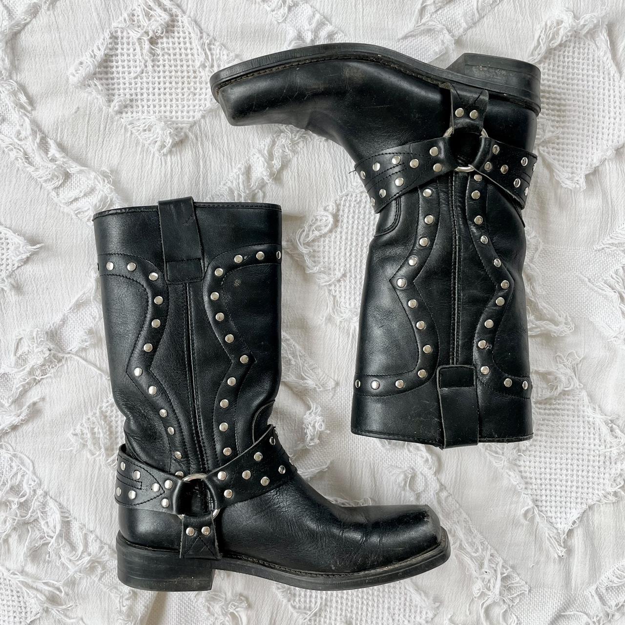 Y2k Boots Perfect Y2k studded vintage faux leather... Depop