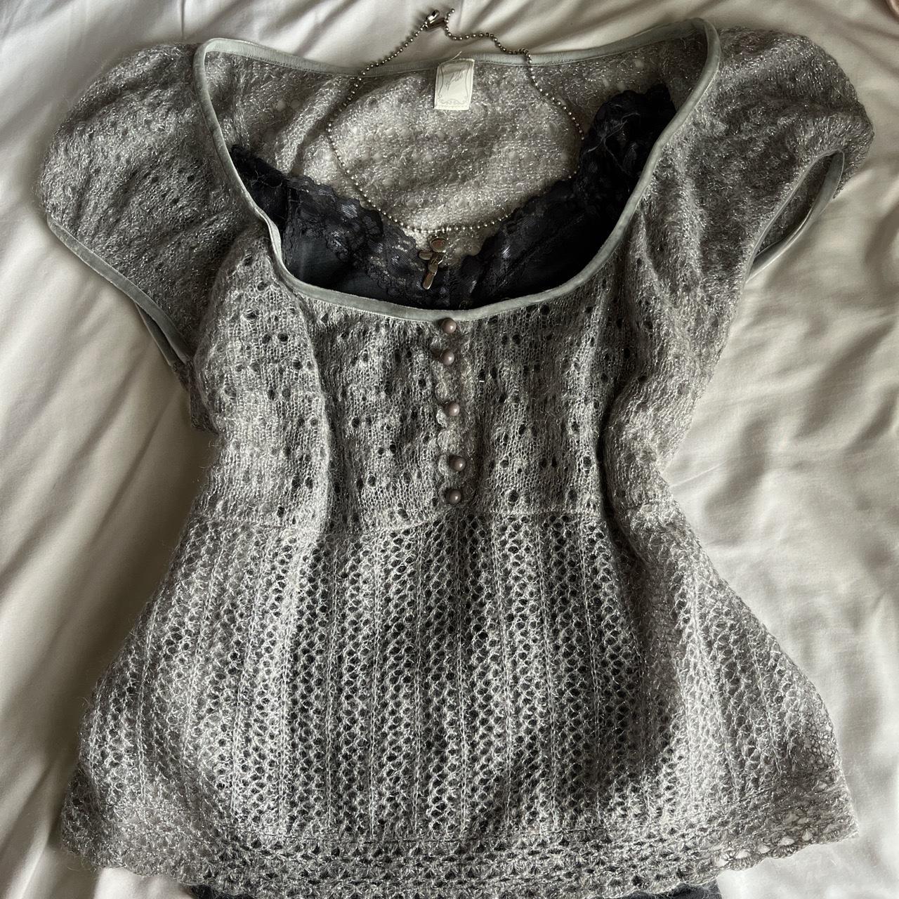 Adorable grey knit mohair baby doll top! Sooo sad... - Depop