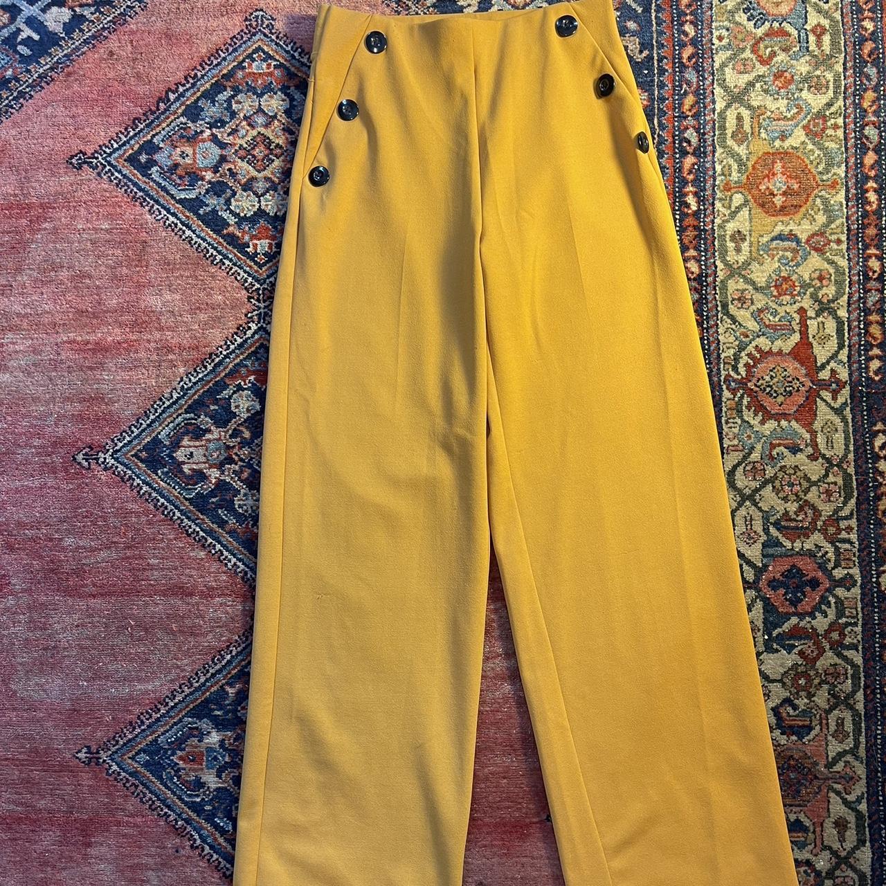 Boom boom Jeans mustard yellow wide legged elastic. Depop