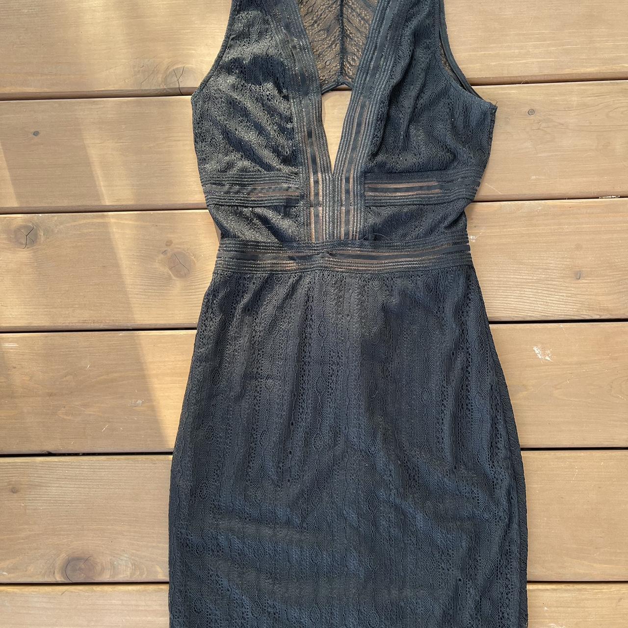 Blue Blush black lace dress with a cut out in the. Depop