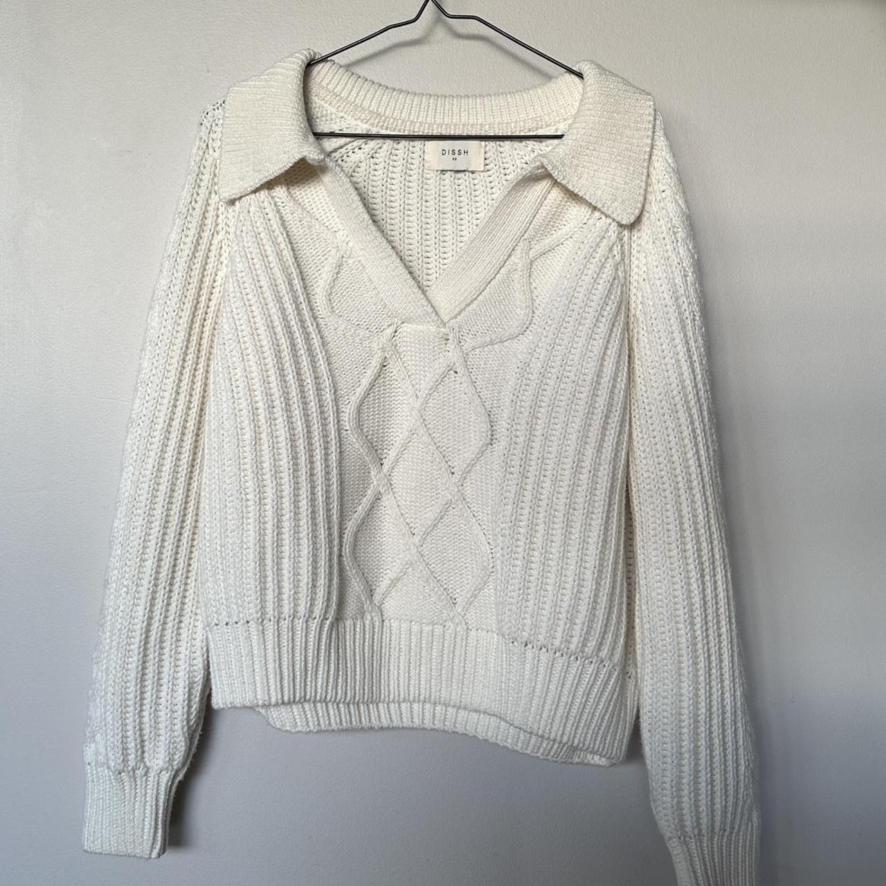 Dissh White Knit - size 6/XS - white knit jumper -... - Depop