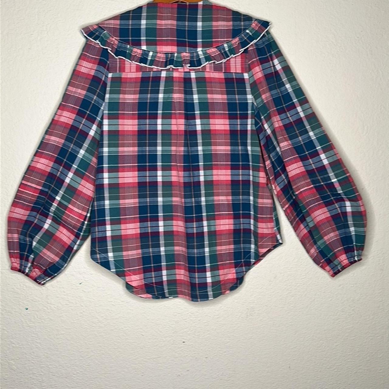 Free People Preppy In Plaid Ruffle factory Button Down