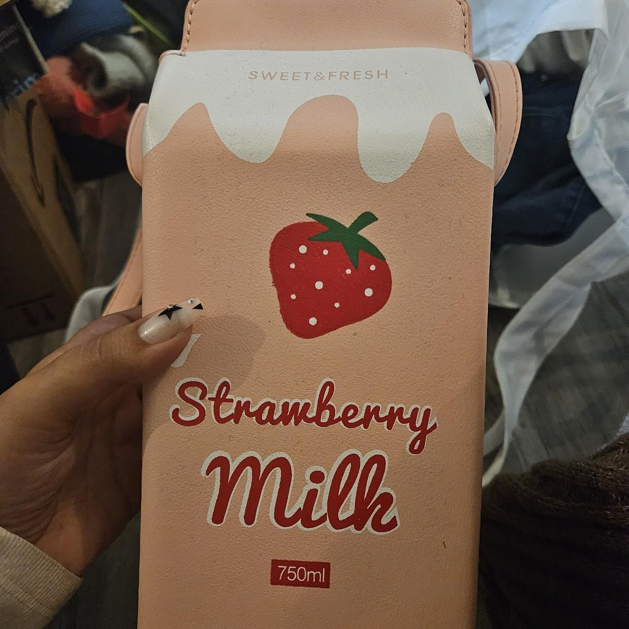 Strawberry Milk Box Crossbody Bag - Pink