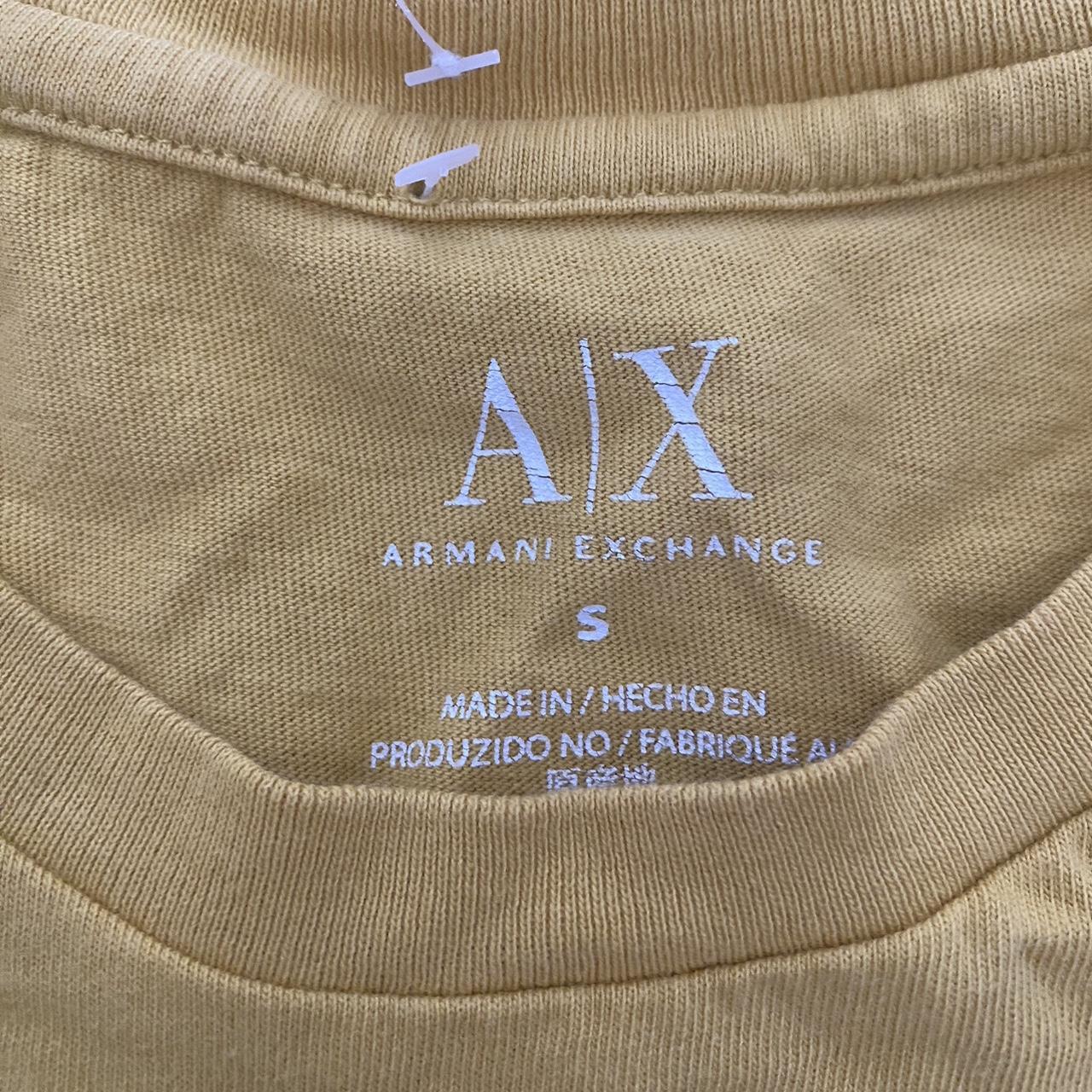 Armani Exchange Women's Yellow Tshirt Depop