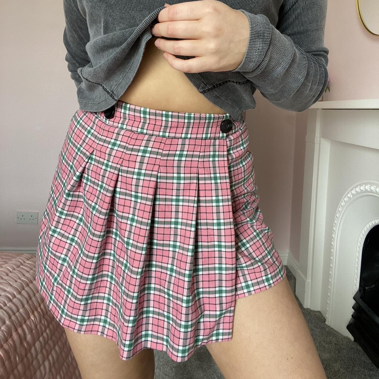 Topshop pink gingham skirt Depop