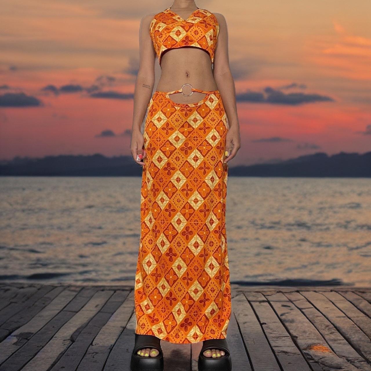 Orange clearance 90s skirt