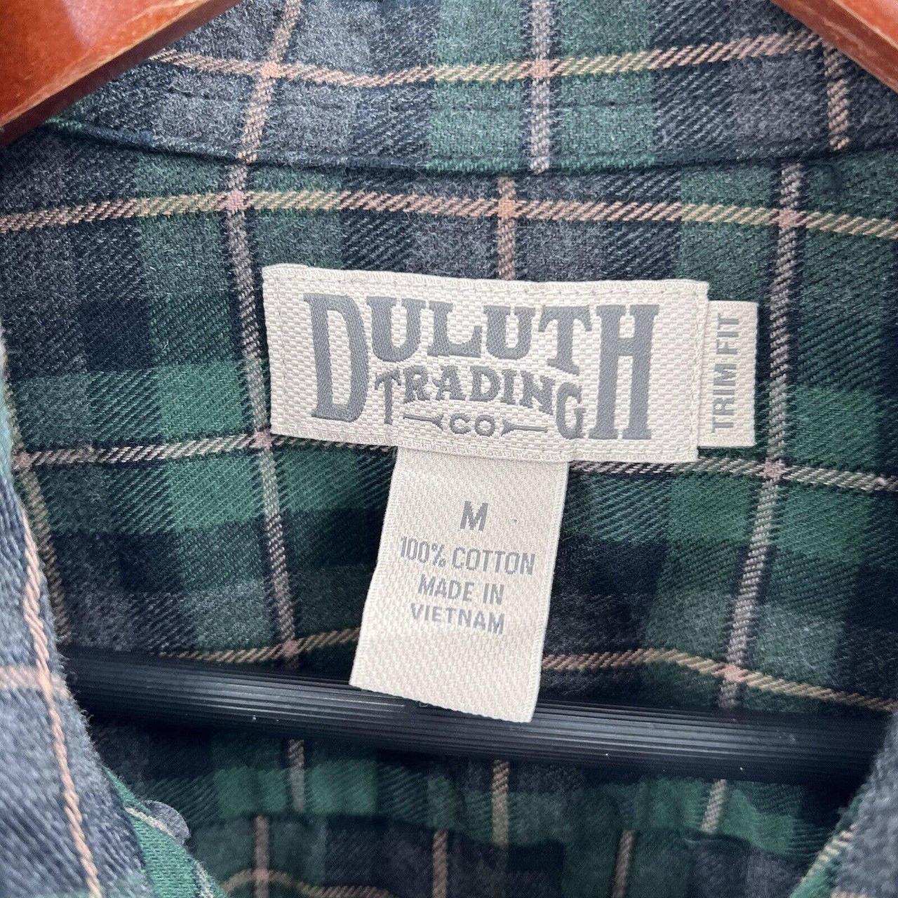Duluth Trading Green Plaid Button Down Trim Fit... - Depop
