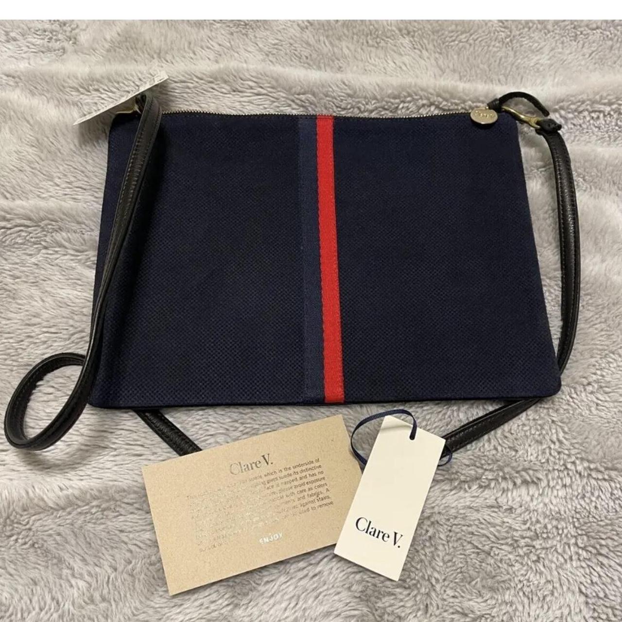 Clare V. Sac Bretelle Navy Perf Suede w Stripes... - Depop