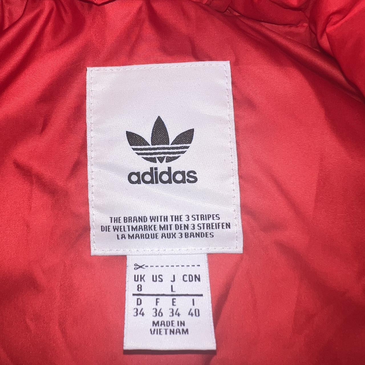 Red adidas puffer coat size 8 Hardly worn - Depop