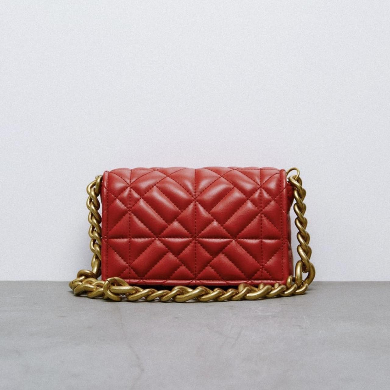 Zara Women's Red and Gold Bag Depop