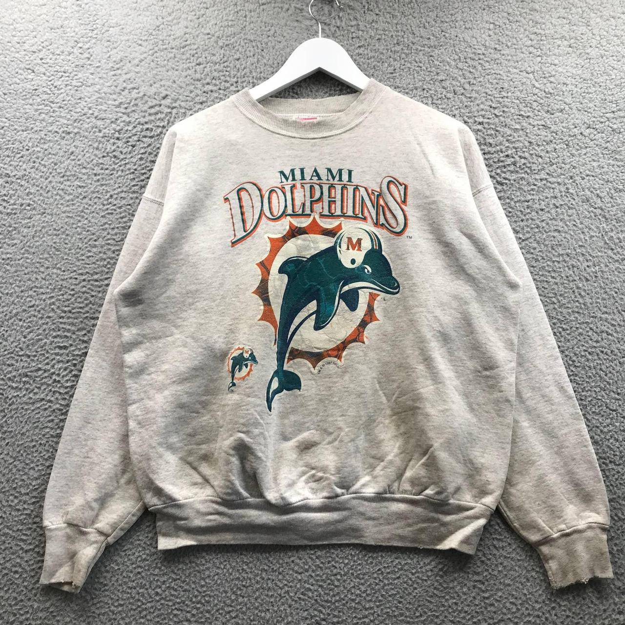 NFL, Shirts, Nfl Miami Dolphins Football Embroidered Hoodie Sweatshirt  Gray Mens Size Large