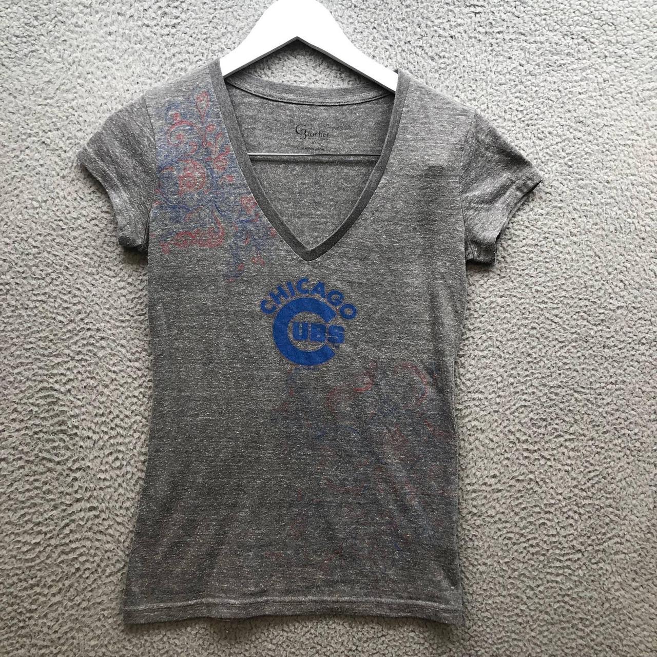 Chicago Cubs Cropped Tee✨ Chicago Cubs MLB Gray - Depop