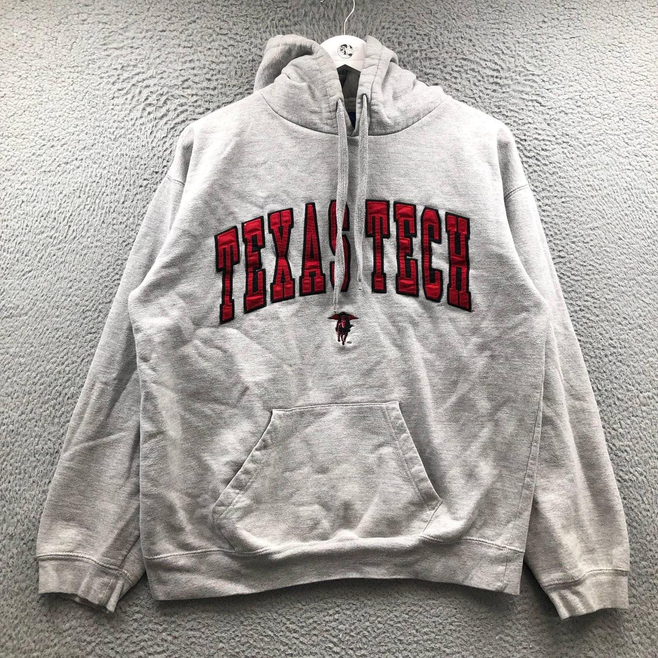 Men's Texas Tech grey and red stitched hoodie size - Depop