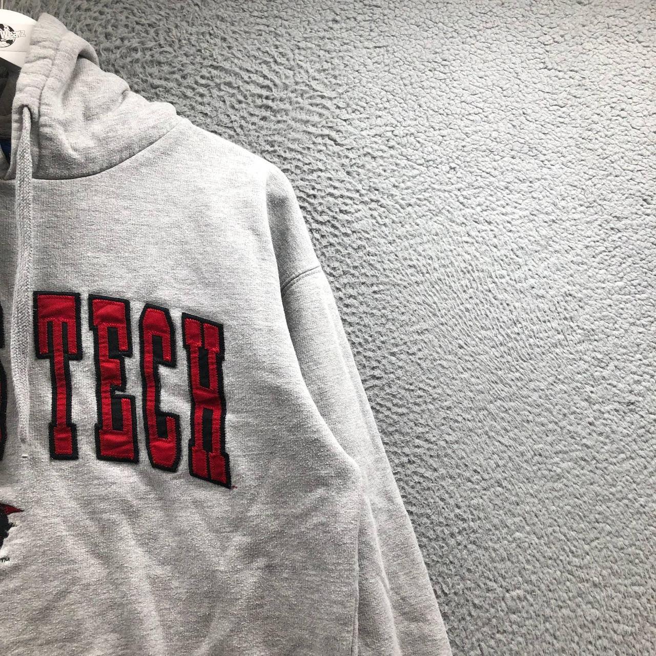 Men's Texas Tech grey and red stitched hoodie size - Depop