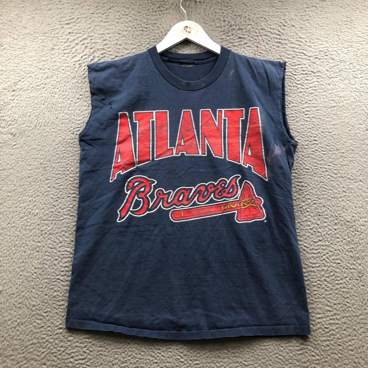 Vintage 90s Atlanta Braves Sleeveless Shirt Men's - Depop