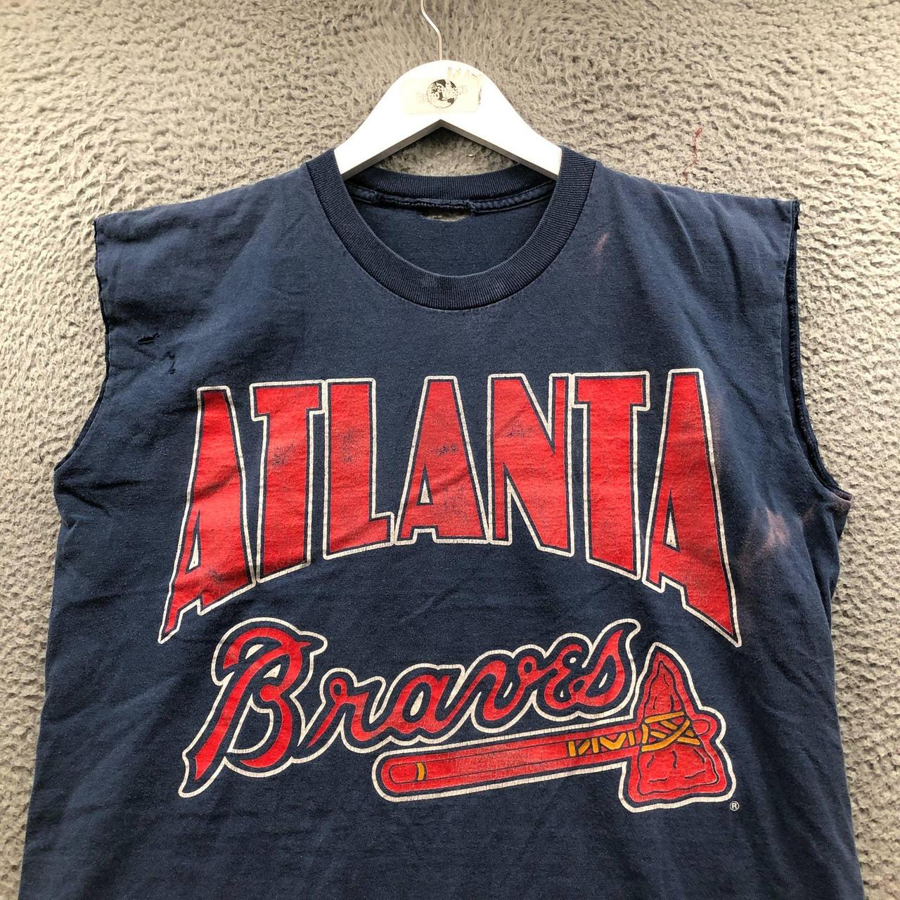 Vintage 90s Atlanta Braves Sleeveless Shirt Men's - Depop